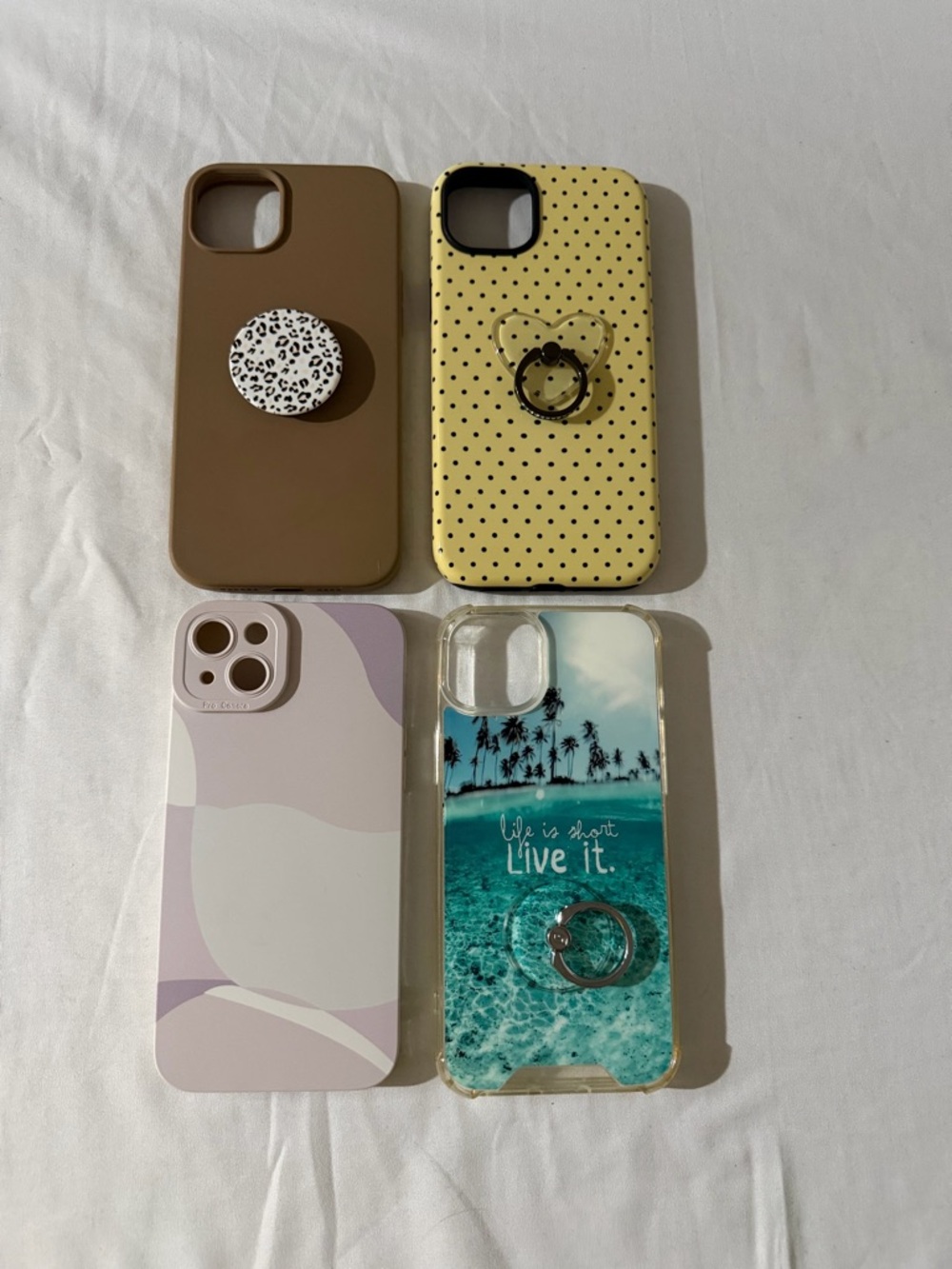 Brown, Yellow, Pink & Teal Decorative iPhone 14+/15+ Cases - Multi-Pack